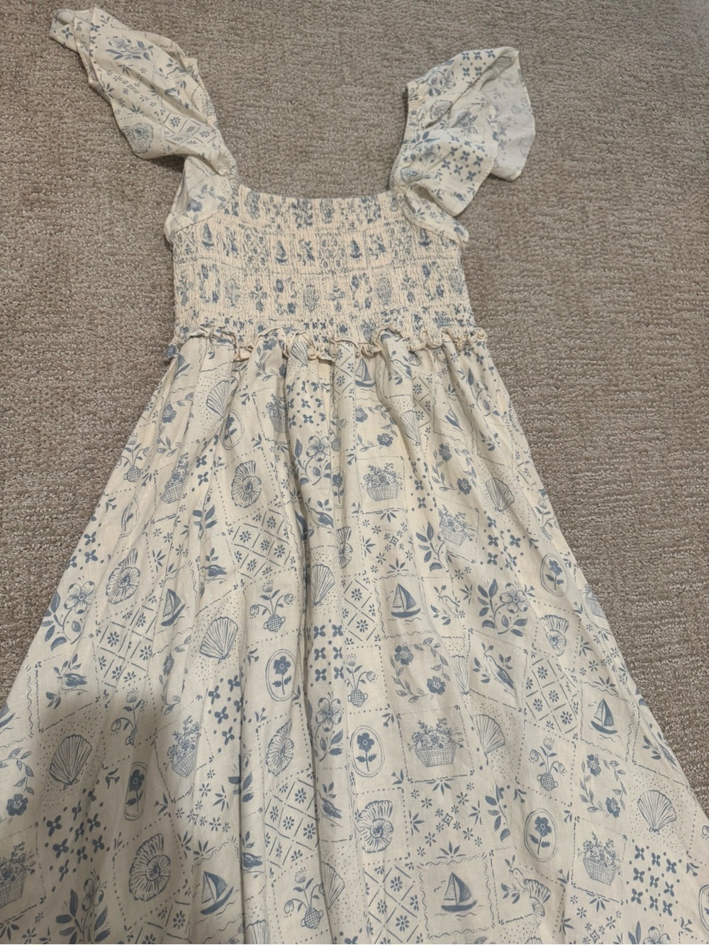 Rylee + Cru Francesca tile dress M linen blend beachy Mediterranean maxi - Picture 4 of 13